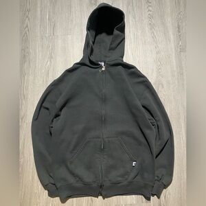 90s Russell Athletic vintage Black zip up Hoodie Sweater Large made in USA